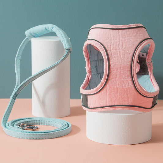 Cat Traction Rope Vest-Style Reflective Chest Harness Anti-Stroke Resistance Cute Go Out Dog Traction Rope Special Rope For Walking Cats