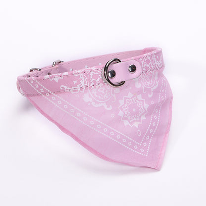 Dog PU Collar Print Triangle Scarf