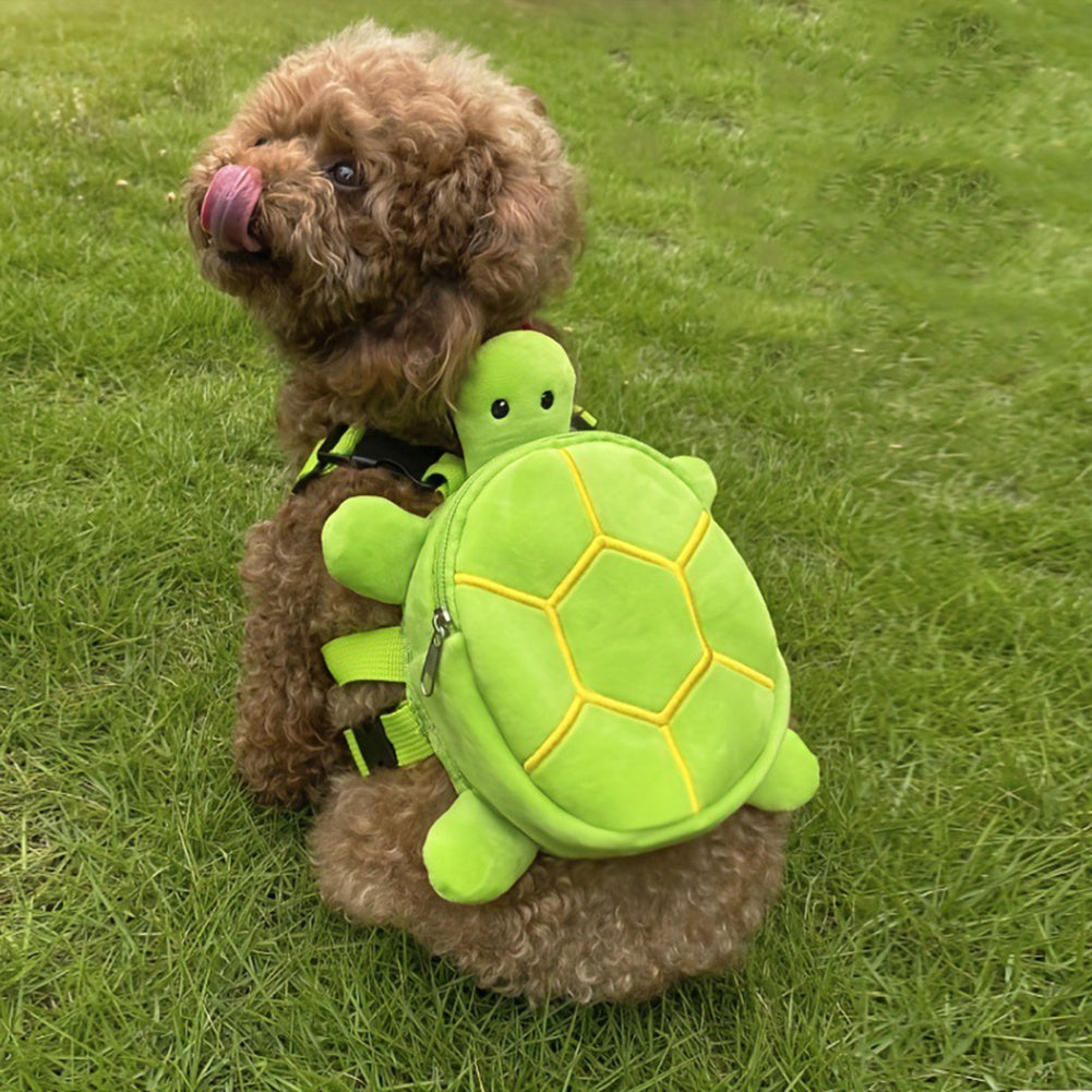 Cartoon Turtle Shape Dog Backpack No-Pull Pet Harness Vest Self Carrier Metal Zipper Large Capacity Backpack Pet Products