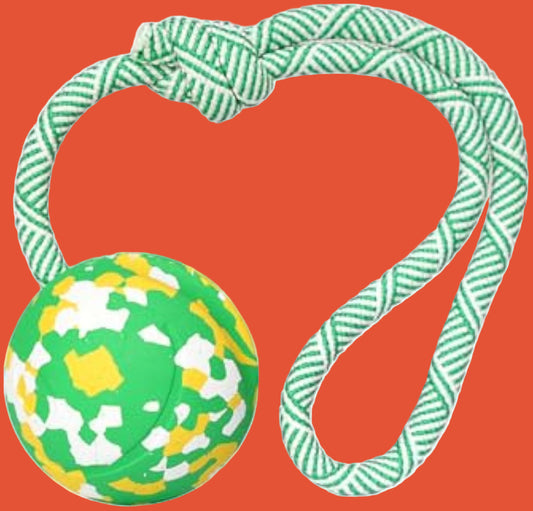 Dog Ball On Rope Dog Toy For Medium Small Dog Interactive Natural Solid Rubber Dog Rope Ball Dog Fetch Pull Tug Throw Toy Ball Toys