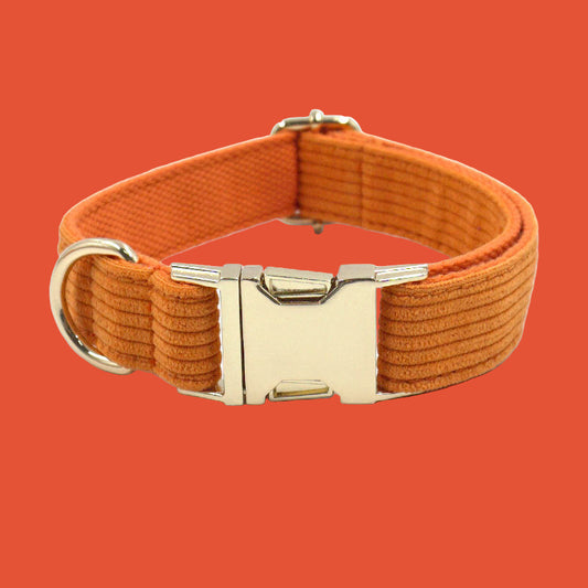Pet Collar Metal Buckle Soft Corduroy Thick Striped Dog Collar