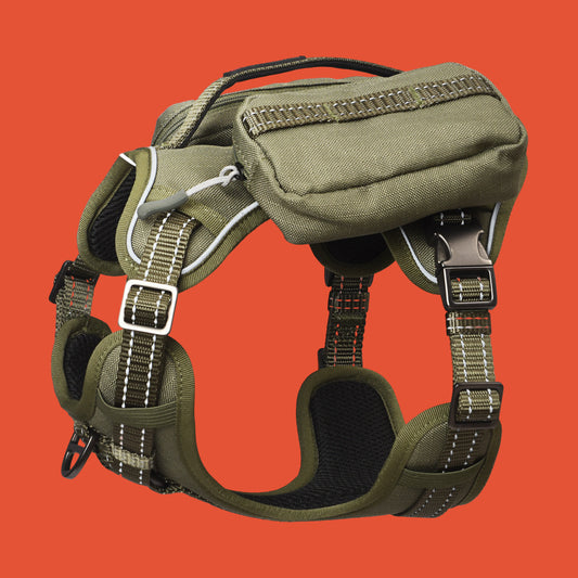 PETMARVEL High-Perfomance Tactical Dog Harness With Backpack, No Pull Front Clip & Metal Buckles