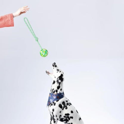 Dog Ball On Rope Dog Toy For Medium Small Dog Interactive Natural Solid Rubber Dog Rope Ball Dog Fetch Pull Tug Throw Toy Ball Toys