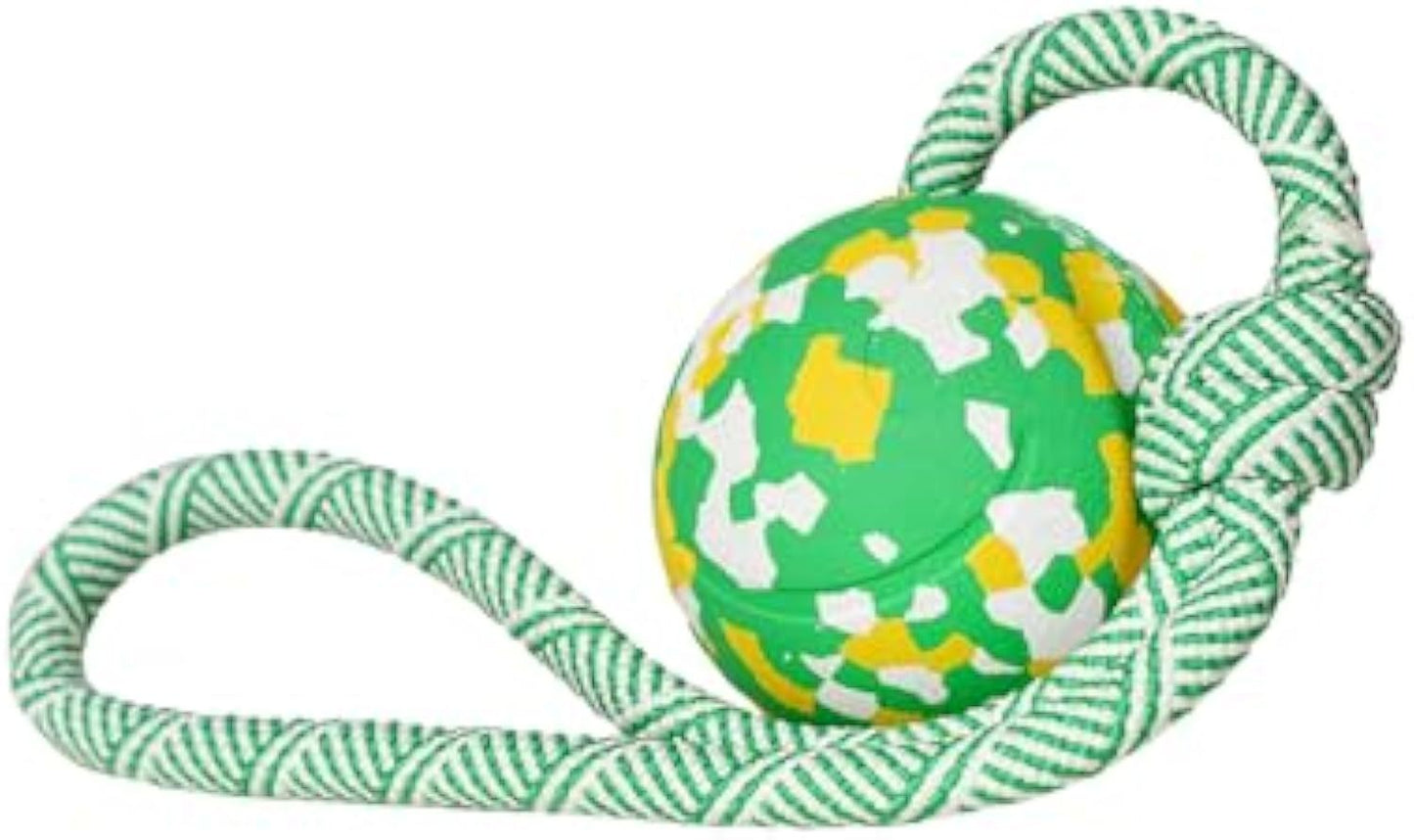 Dog Ball On Rope Dog Toy For Medium Small Dog Interactive Natural Solid Rubber Dog Rope Ball Dog Fetch Pull Tug Throw Toy Ball Toys